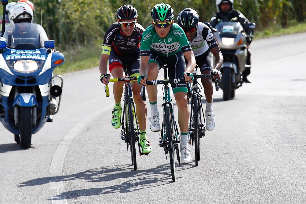 Miguel Angel Benito Diez (Caja Rural) drives the breakaway during stage 2 at the Giro della Toscana