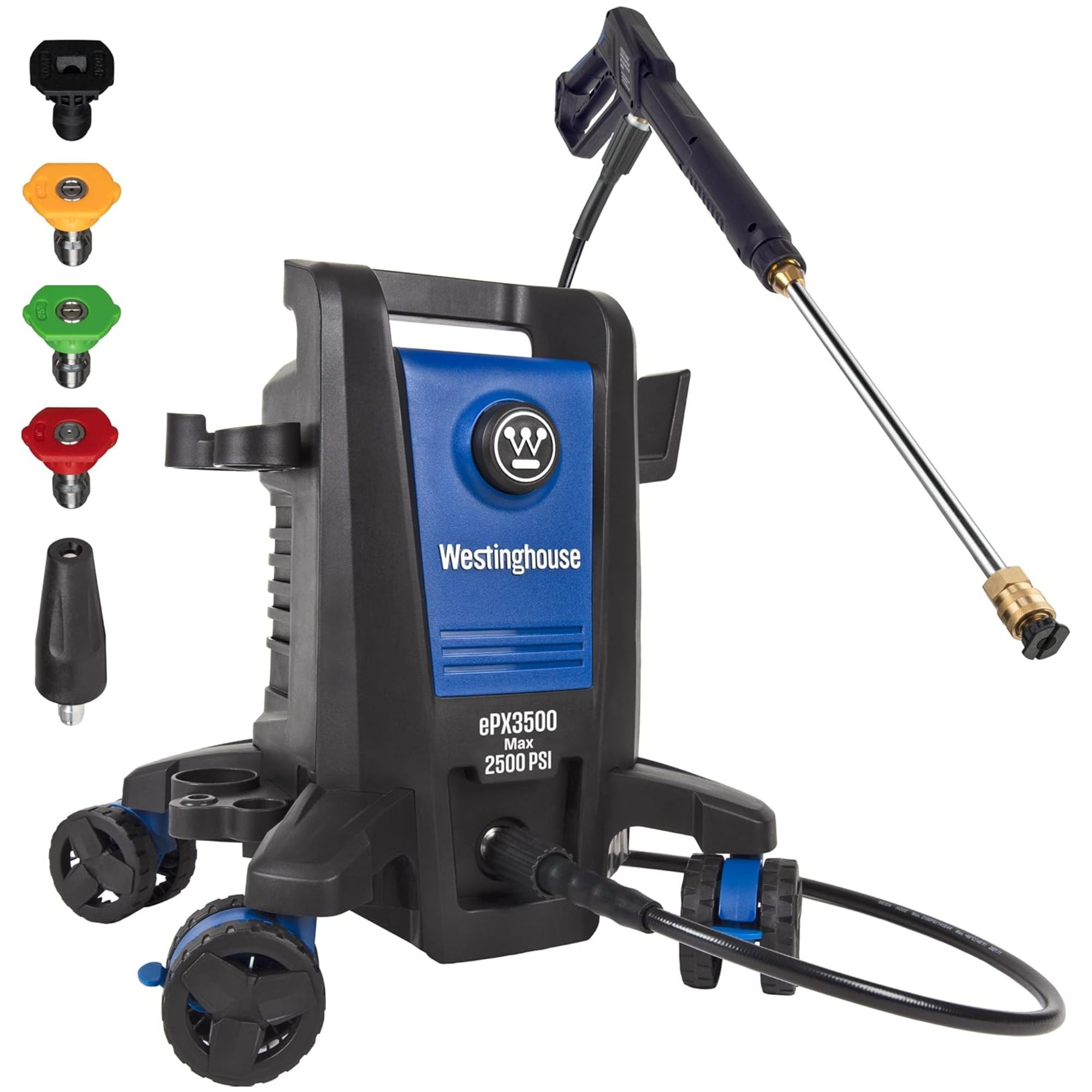 A black and blue power washer