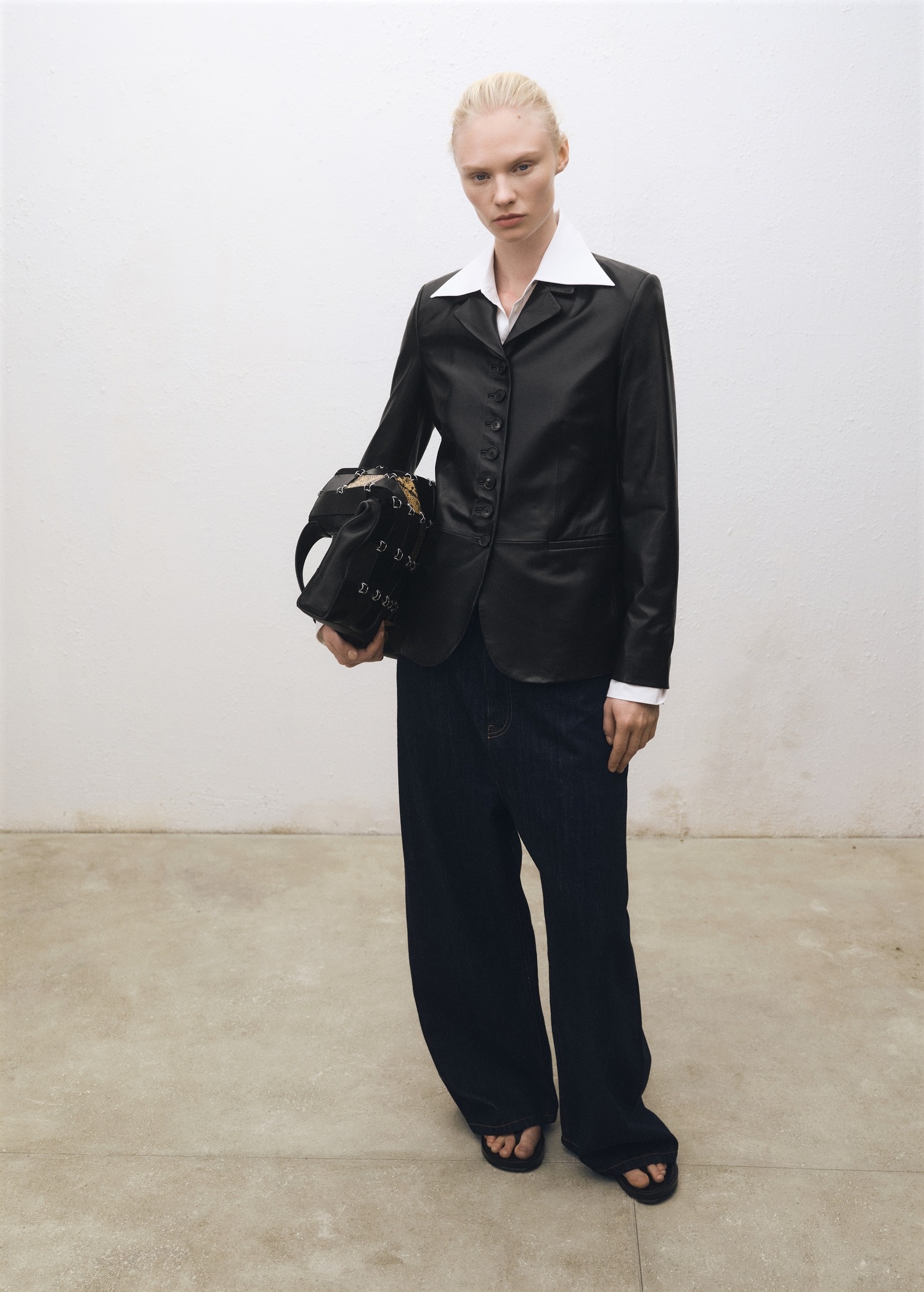 MANGO, Leather Blazer With Buttons - Women | Mango Usa
