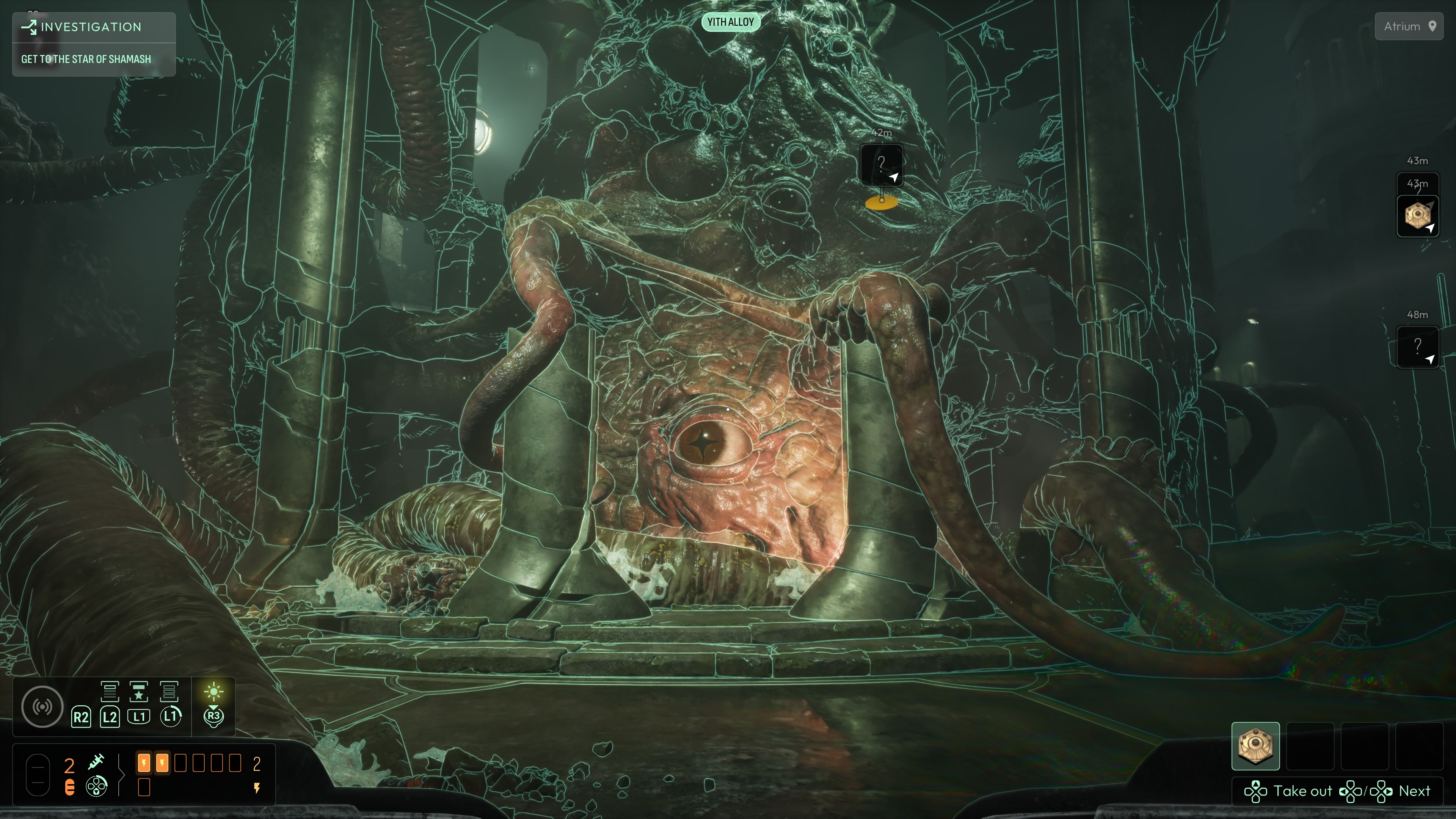 Cthulhu: The Cosmic Abyss review; screens from a cosmic horror video game