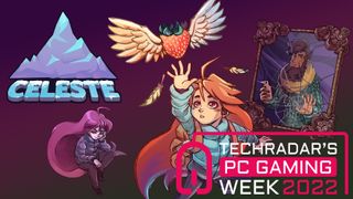 Promo image for the game Celeste, featuring Celeste and her shadow self.