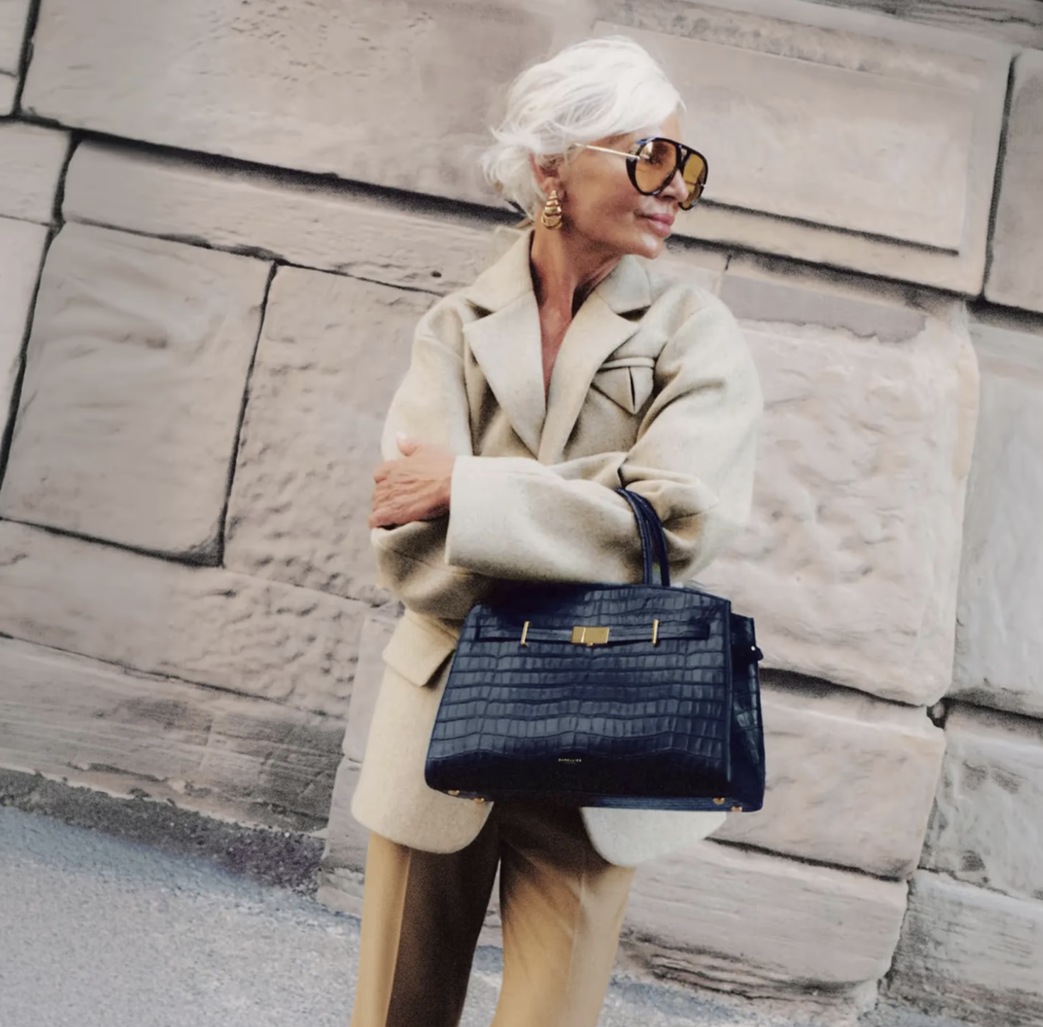 DeMellier, Grece Ghanem X the Midi Hudson | Dark Navy Croc-Effect | Demellier