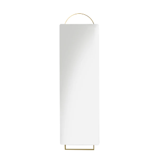 Vertically oriented wall mirror.