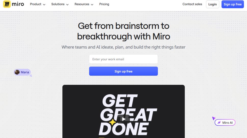 Website screenshot of Miro (December, 2025)