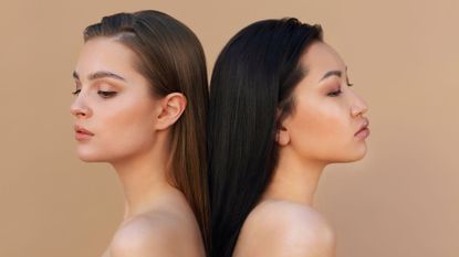 two models posing - greasy hair