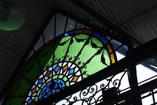 Glass, Colorfulness, Fixture, Tints and shades, Stained glass, Iron, Symmetry, Daylighting,