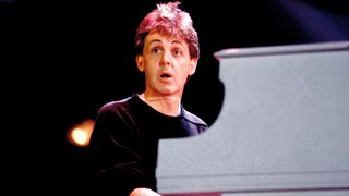 Paul McCartney at the piano at Live Aid