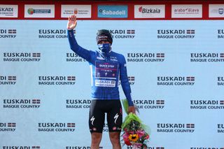 AMURRIO SPAIN APRIL 06 Remco Evenepoel of Belgium and Team QuickStep Alpha Vinyl Blue Best Young Rider Jersey celebrates at podium during the 61st Itzulia Basque Country 2022 Stage 3 a 1817km stage from Llodio to Amurrio itzulia WorldTour on April 06 2022 in Amurrio Spain Photo by Gonzalo Arroyo MorenoGetty Images