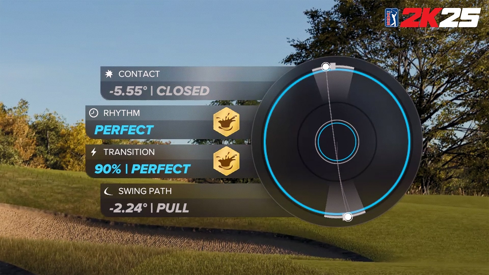 A close up of the EvoSwing meter from PGA Tour 2K25