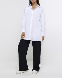 White Oversized Split Hem Shirt - £38