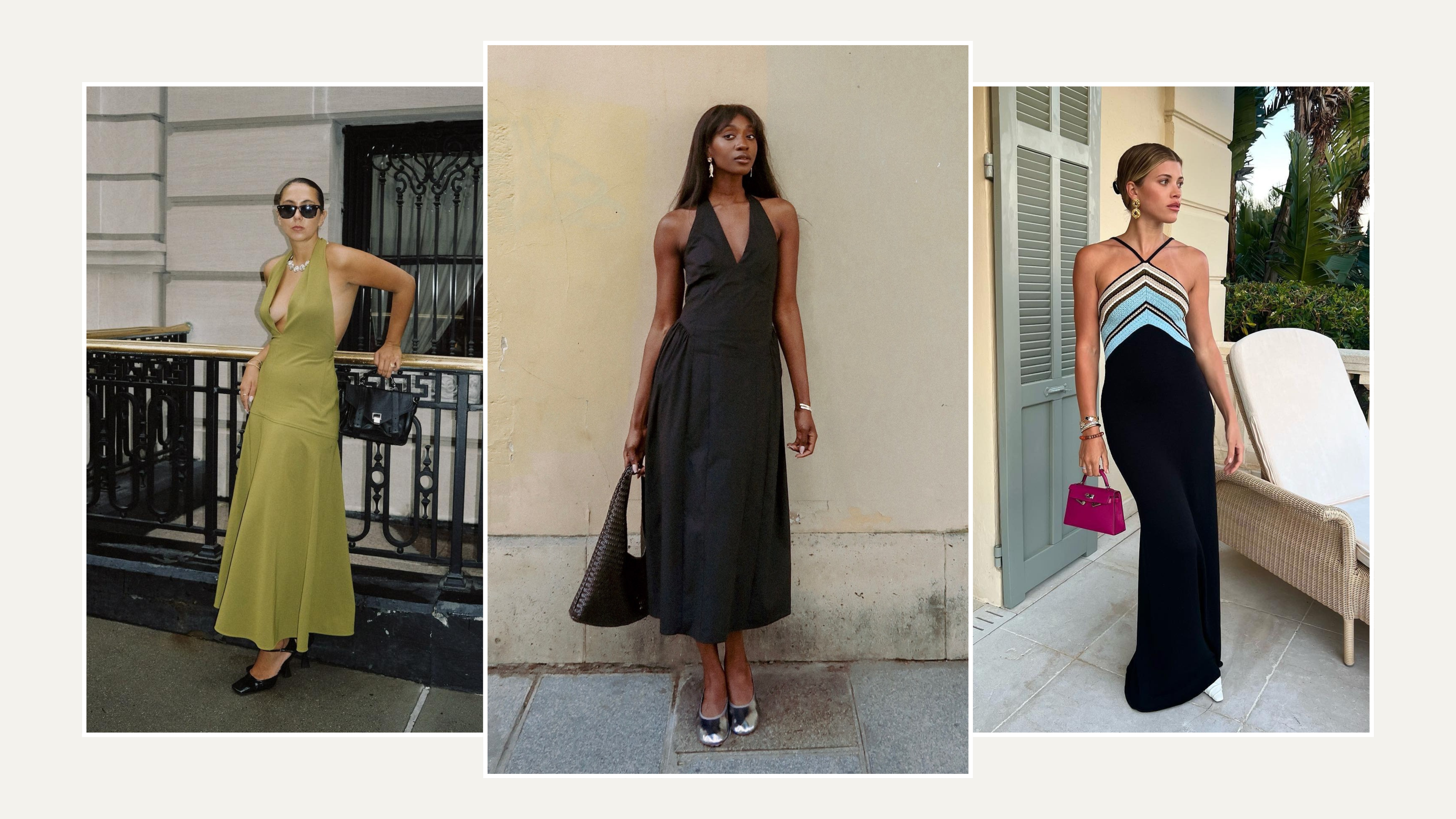 women wear halterneck dresses