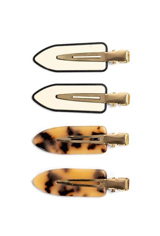 Resin Styling Clips in Brown Tortoiseshell and Cream