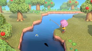 Animal Crossing character fishing