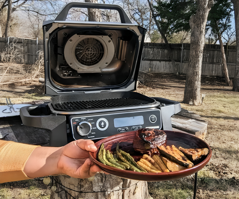 completed meal with Ninja Woodfire Outdoor Grill