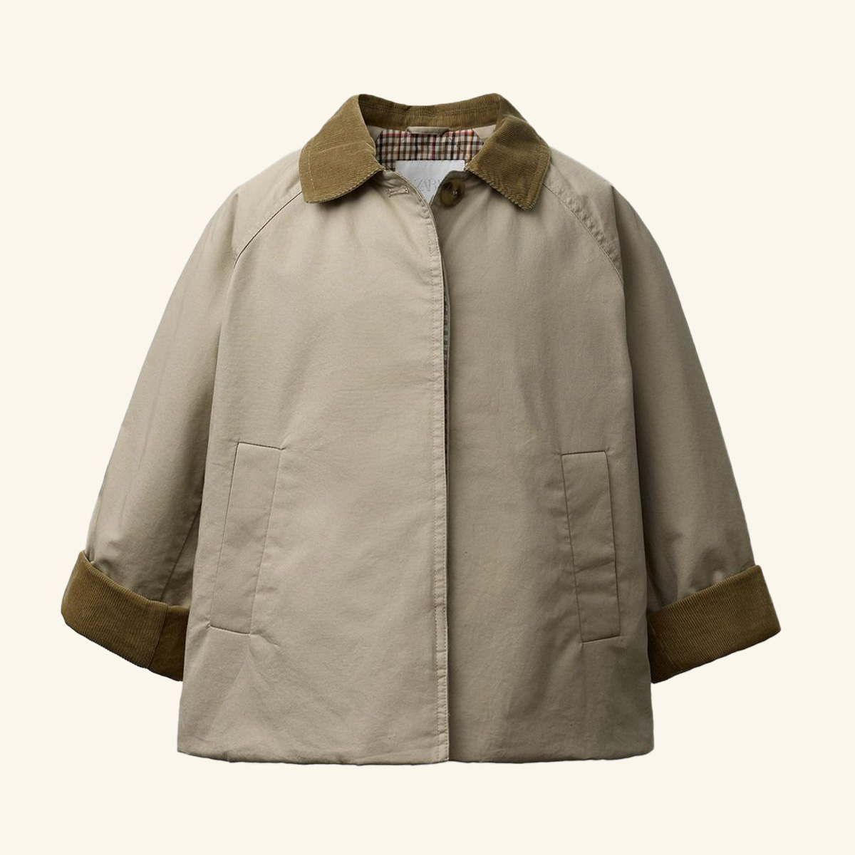 ZARA, Corduroy Collar Trench Coat
