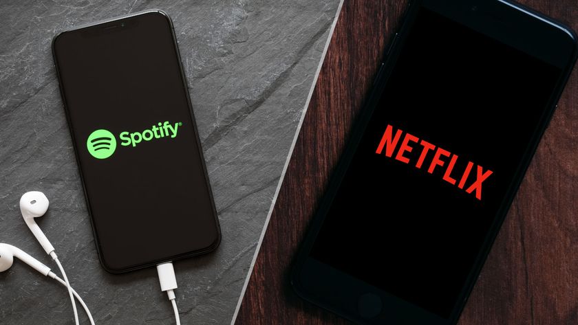 Spotify on a phone; Netflix on a phone