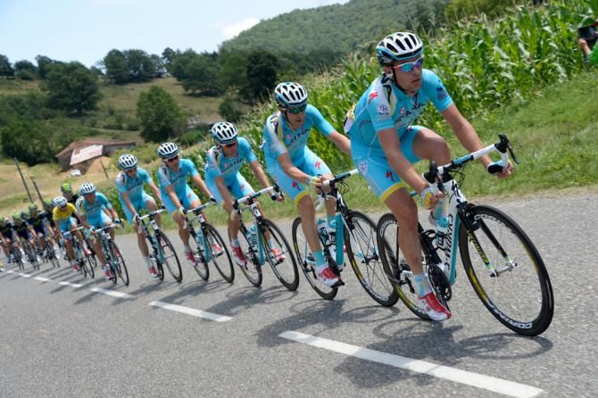 Astana lined out during stage 16
