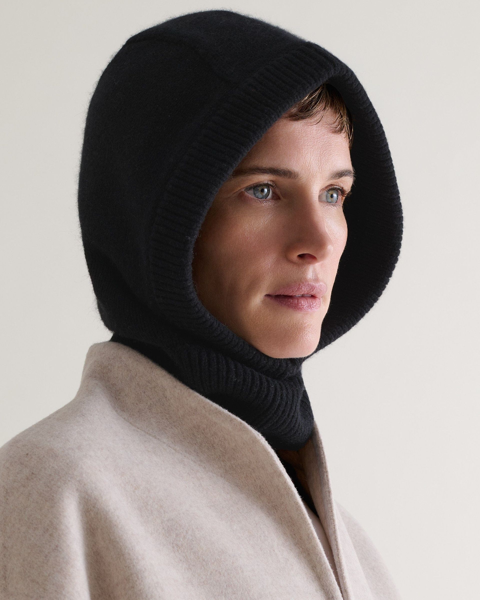 Women's Cashmere Merino Knitted Hood - Chocolate