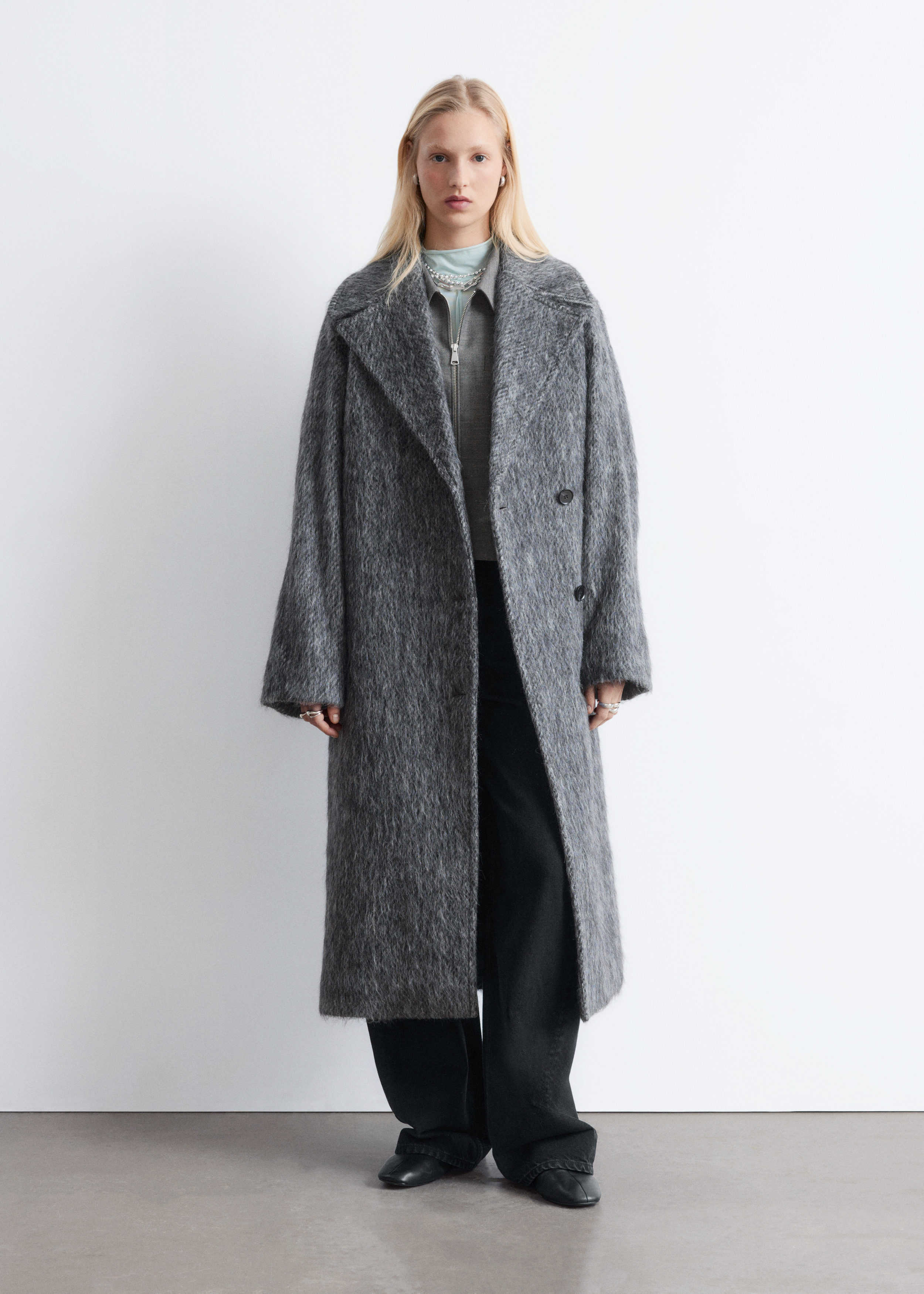Brushed Wool-Blend Coat