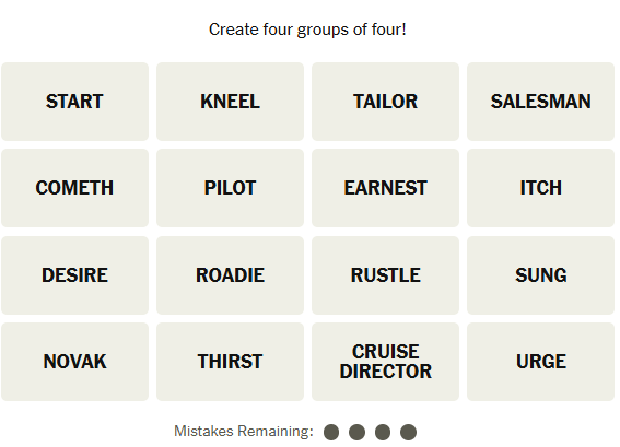 The New York Times Connections puzzle on February 28, 2026