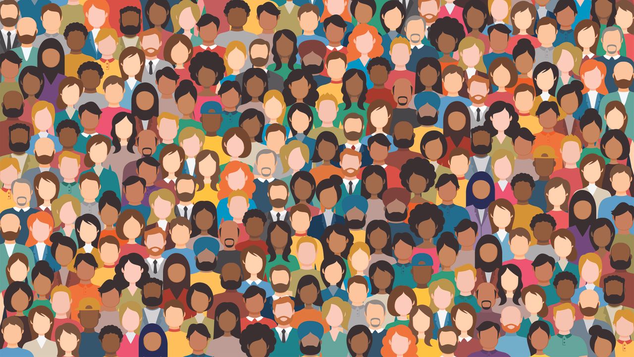 Rendering of a diverse crowd of people