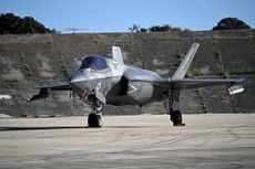 An F-35 jet is seen at RAF Akrotiri on March 05, 2026 in Akrotiri, Cyprus