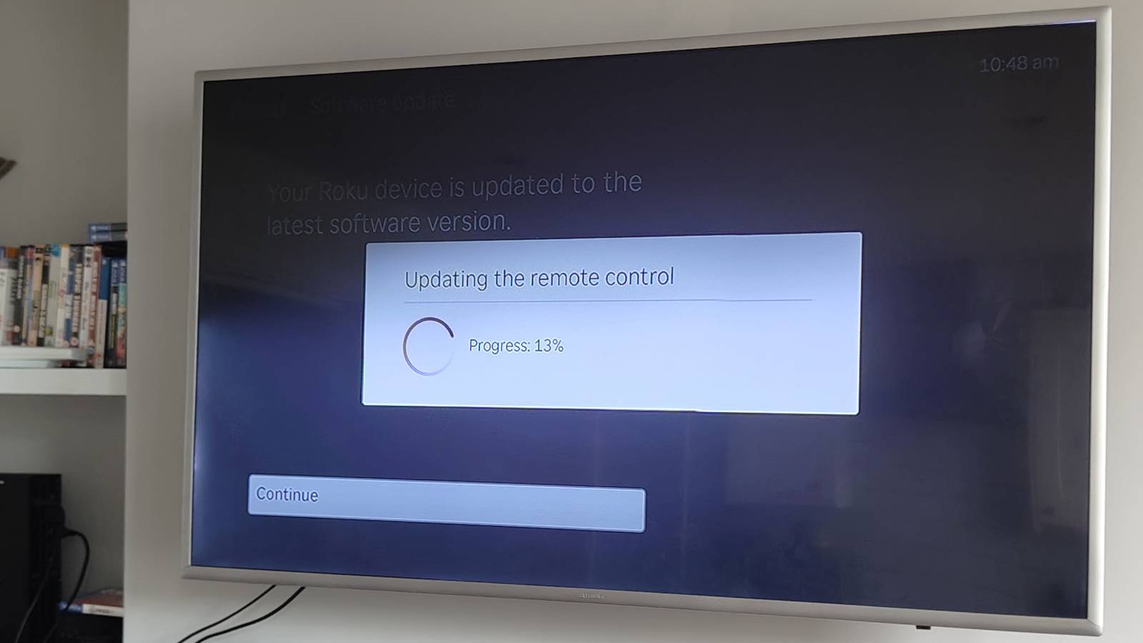 The Roku Streaming Stick updating the remote.