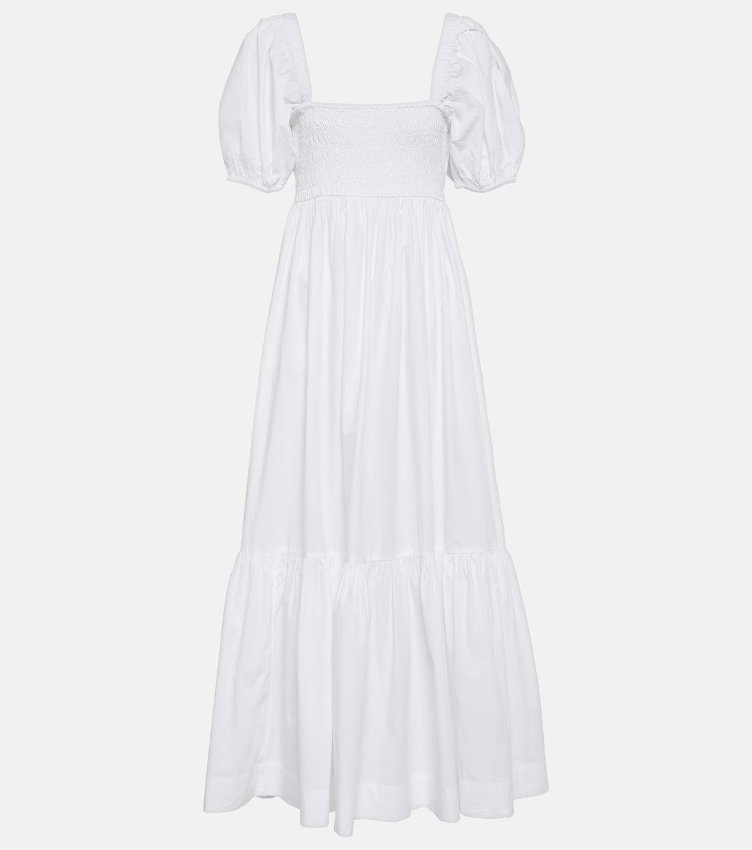 Ganni, Smocked Cotton Poplin Maxi Dress