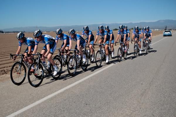 The group rolls along on one of today's flat sections