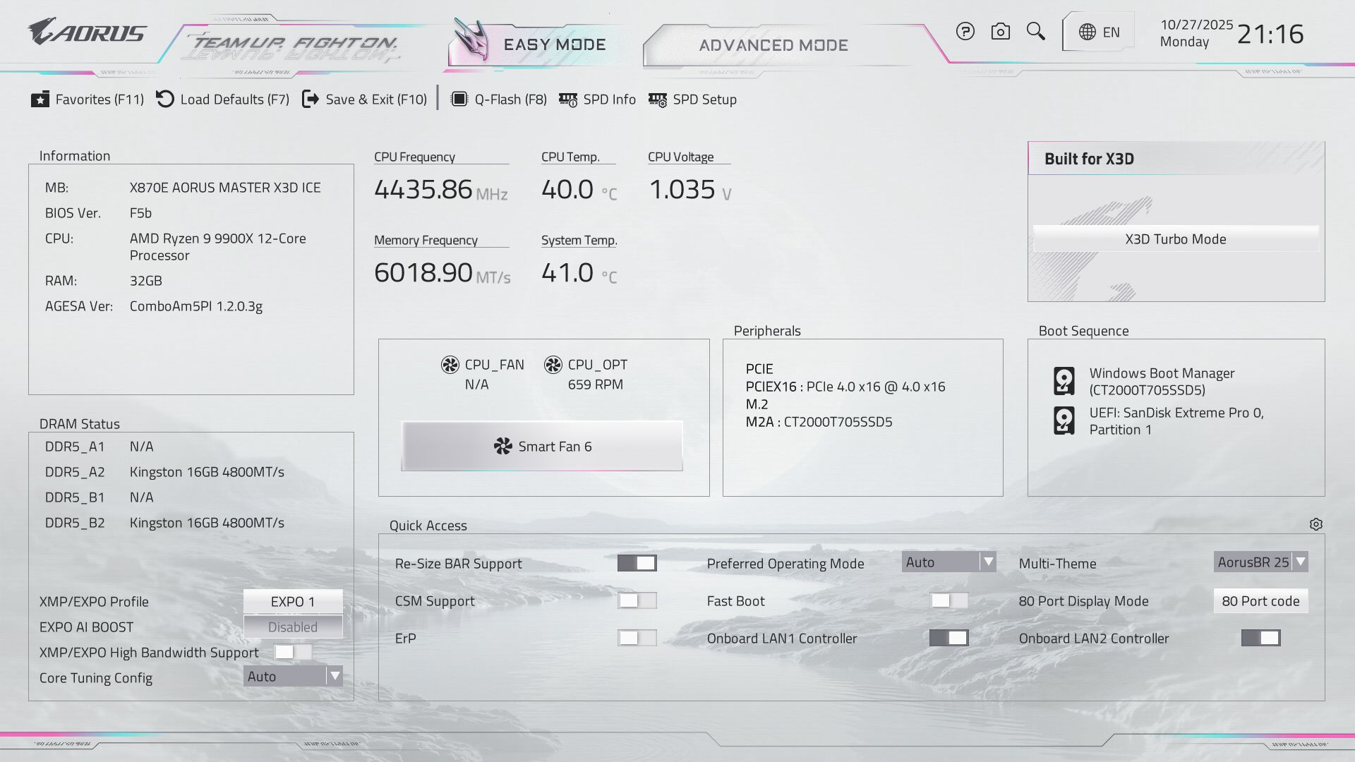 Gigabyte X870E Aorus Master X3D Ice