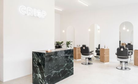 Crisp baber shop in Montreal, designed by Ivystudio