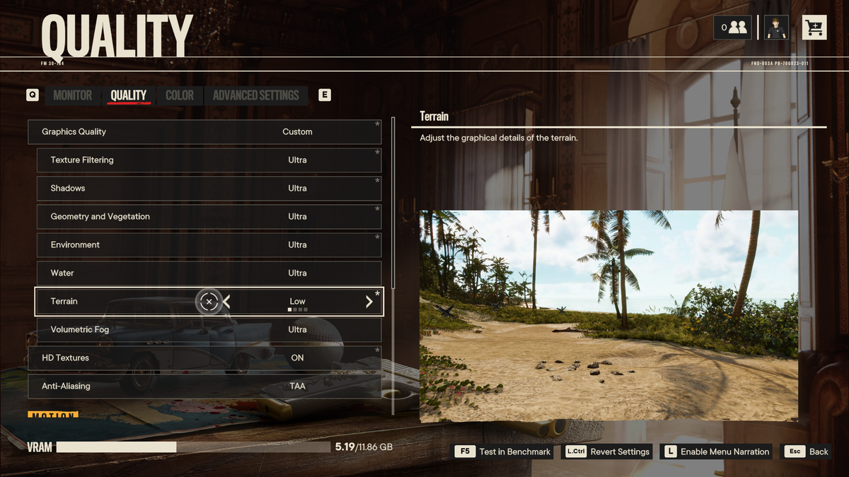 Far Cry 6 settings menu screenshots