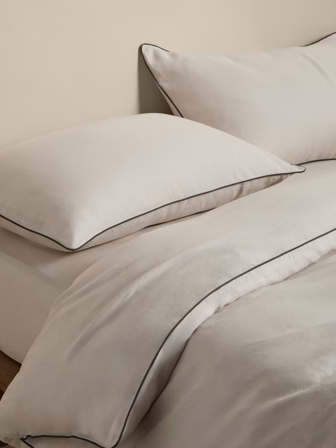 A pure linen bedding set with a black border from M&amp;amp;S