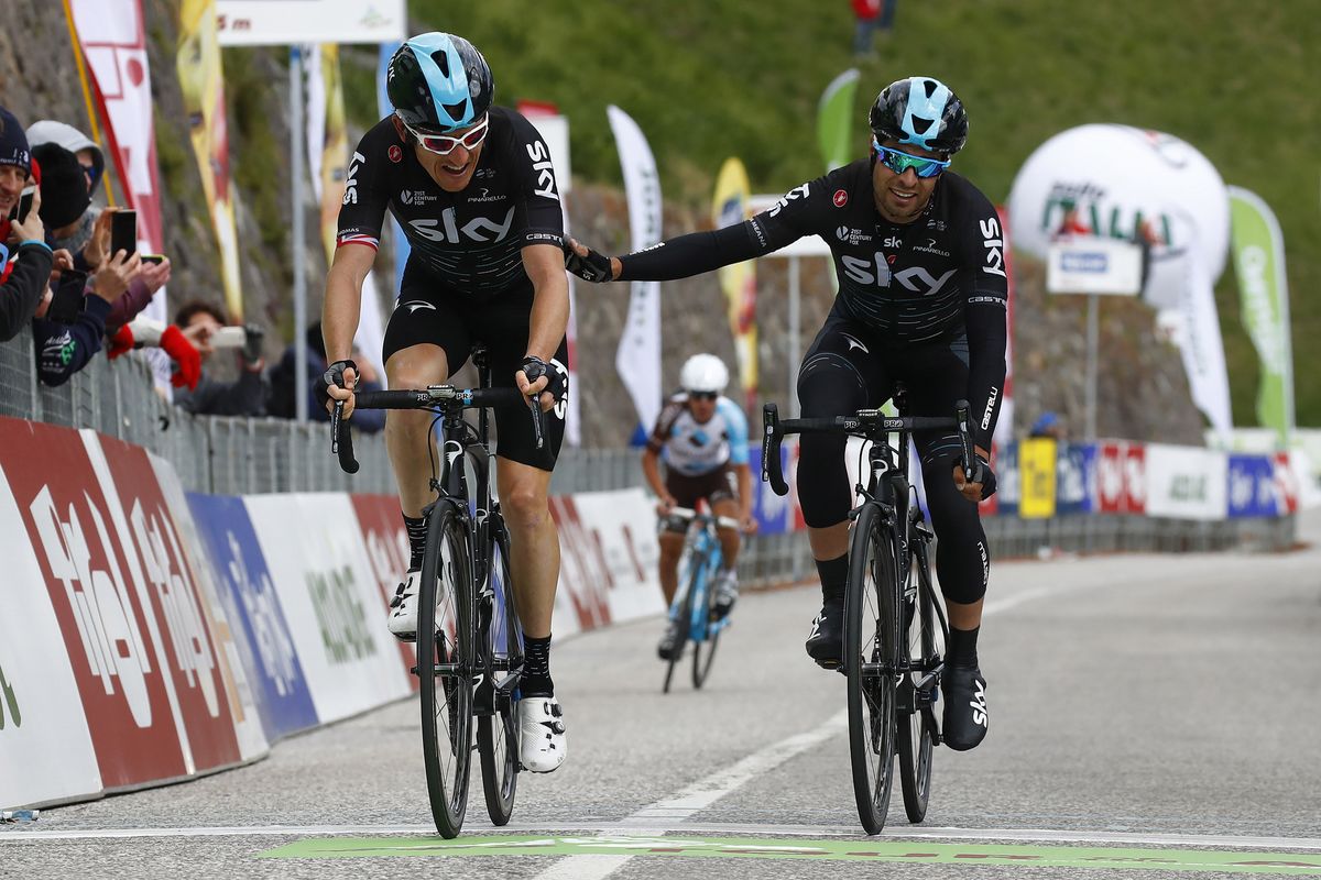 Geraint Thomas and Mikel Landa at the finish