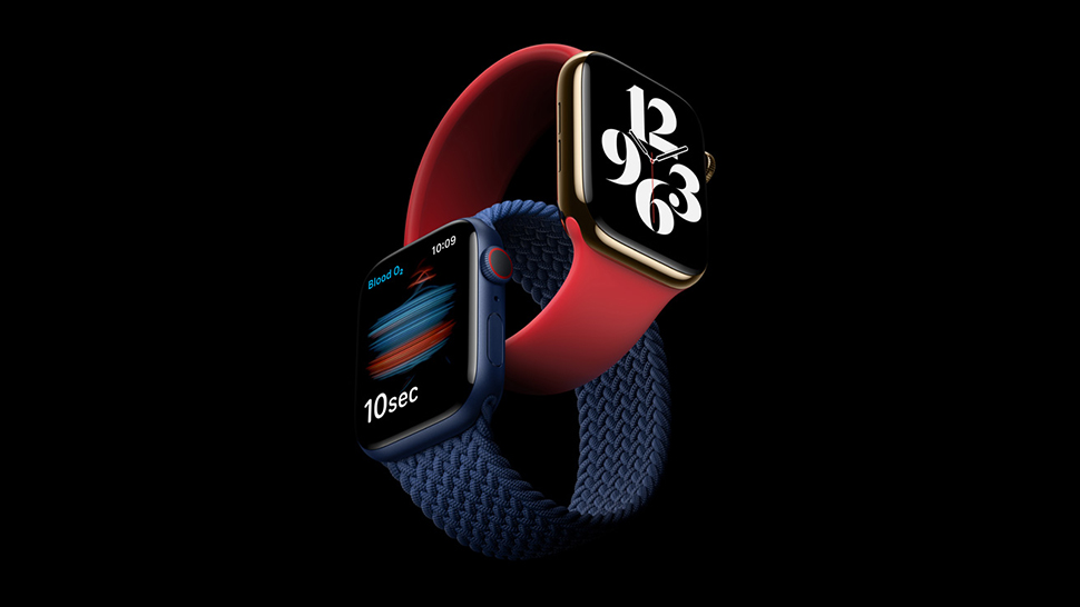 The Apple Watch Series 6 on a black background