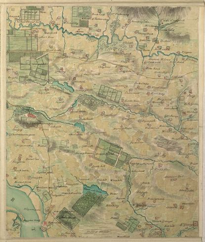 Part of William Roy's Military Survey of Scotland, 1747-55, described at the time as "a very large and highly finished coloured military survey of the kingdom of Scotland, exclusive of the islands, undertaken by order of William Augustus, Duke of Cumberland, and executed by Lieutenant William Roy, and other officers. ©British Library Board. All Rights Reserved.