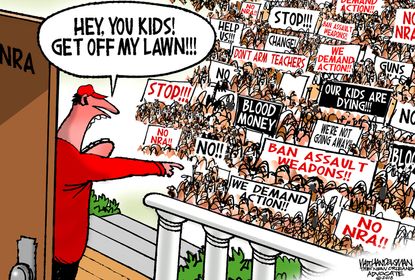 Political cartoon U.S. Parkland students protests gun control NRA