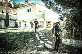 Salvatore Puccio and Diego Rosa leave the team house in Monaco as they prepare for season ahead