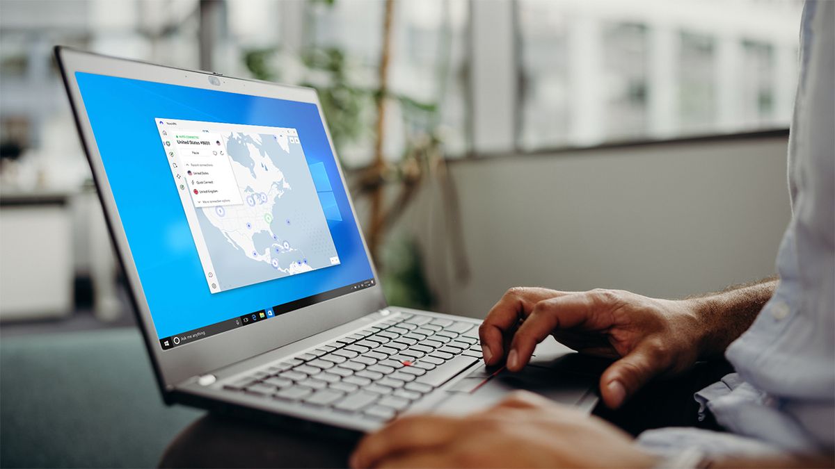 NordVPN in use on Windows laptop