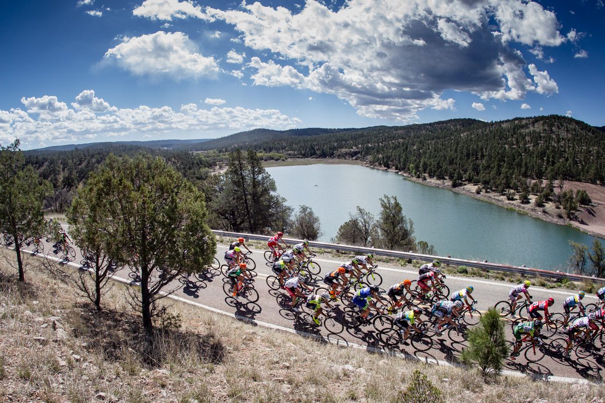 The men pass by Lake Roberts