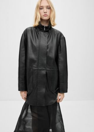 Oversized Leather Jacket - Women | Mango United Kingdom