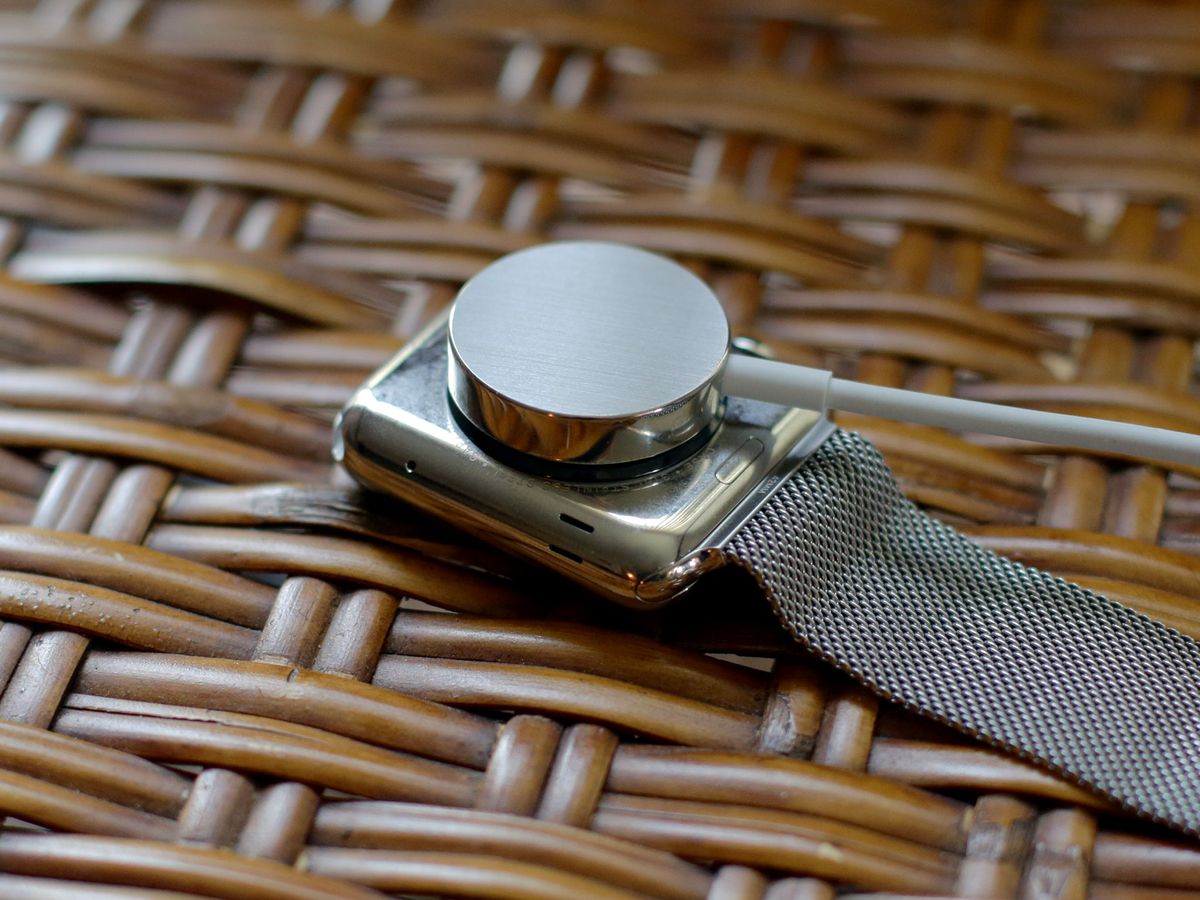 Apple Watch on charger from the back