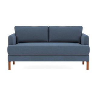 A dark grey blue small sofa 
