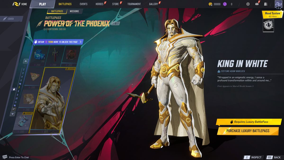 Marvel Rivals Season 3 battle pass: Page 7 of The Abyss Awaken battle pass.