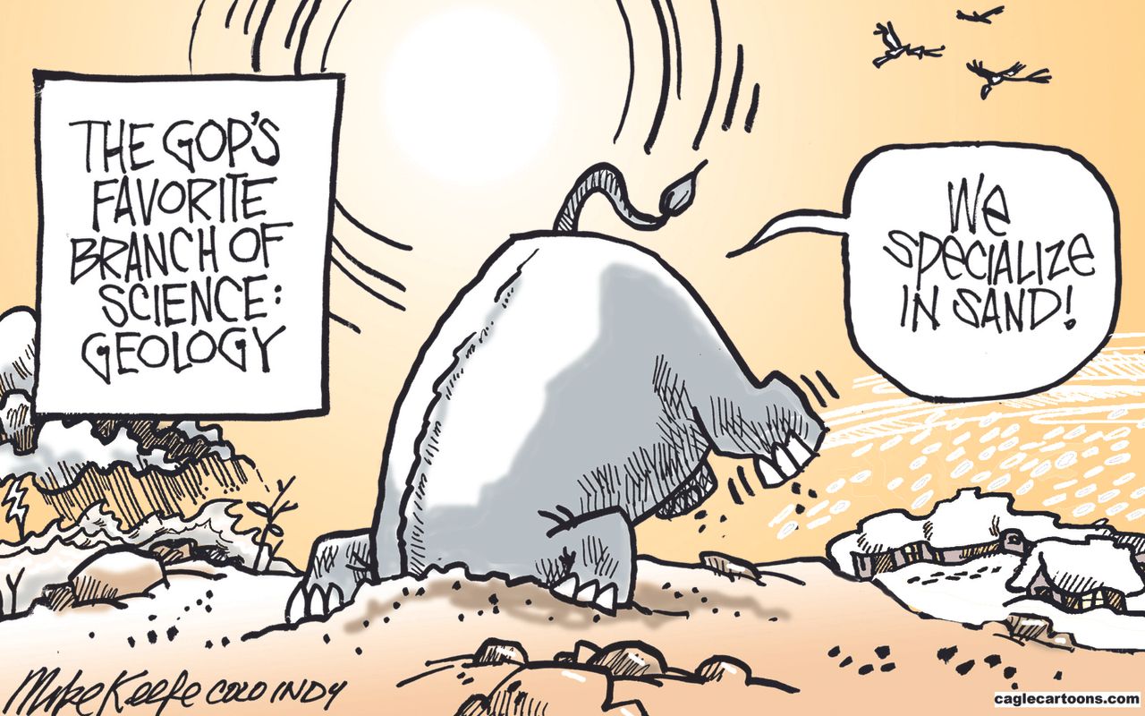 Political cartoon U.S. GOP Climate Change