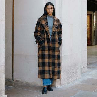 Check Wrap Coat