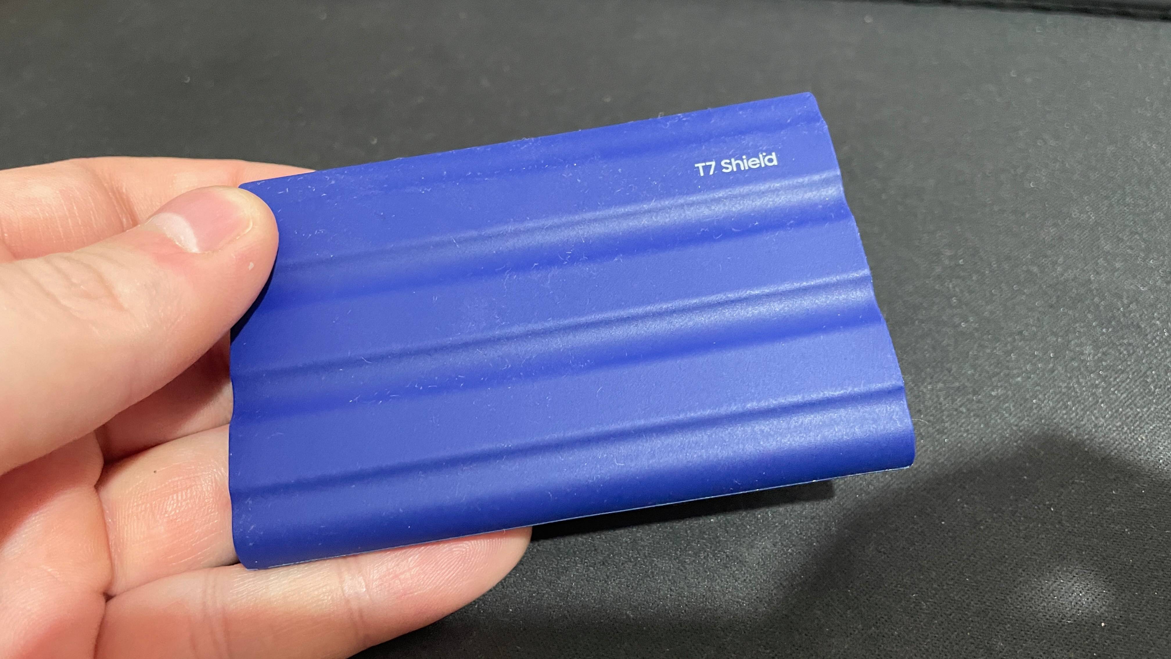 Samsung T7 Shield 4 TB external SSD in hand