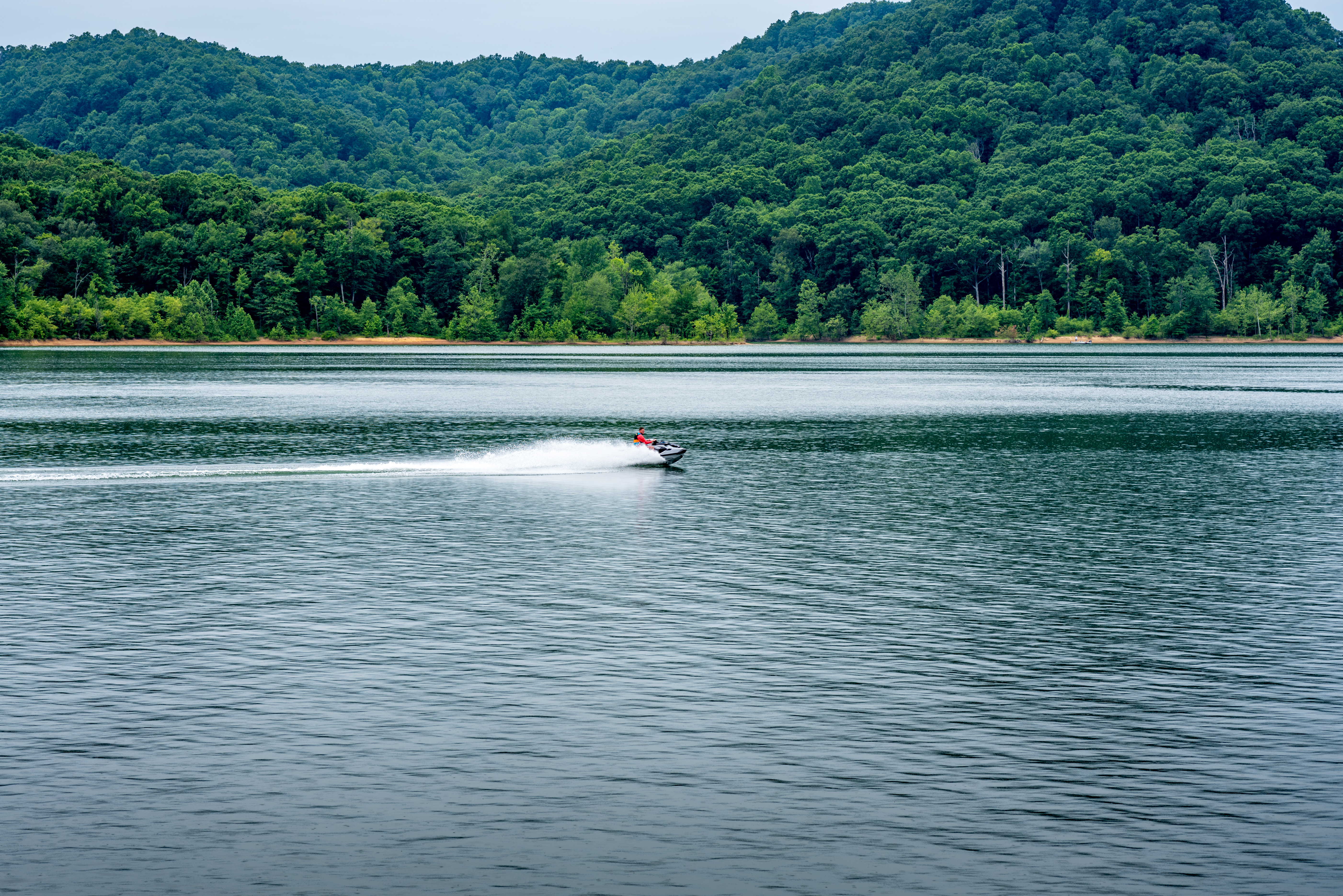 A boater on Cave Run Lake in Kentucky