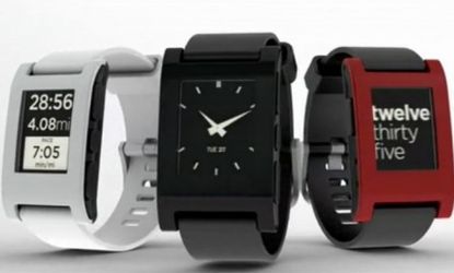 The Pebble watch can alert users to incoming calls and text messages, and even allows them to remotely change the song playing on their iPhone.