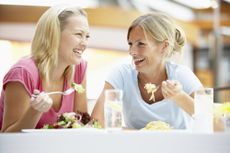 women, dining, friends, eating, food